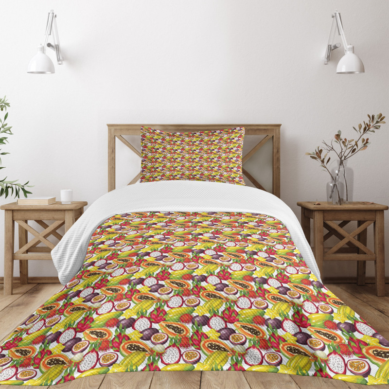 Vegetarian Mango Dragon Fruit Bedspread Set