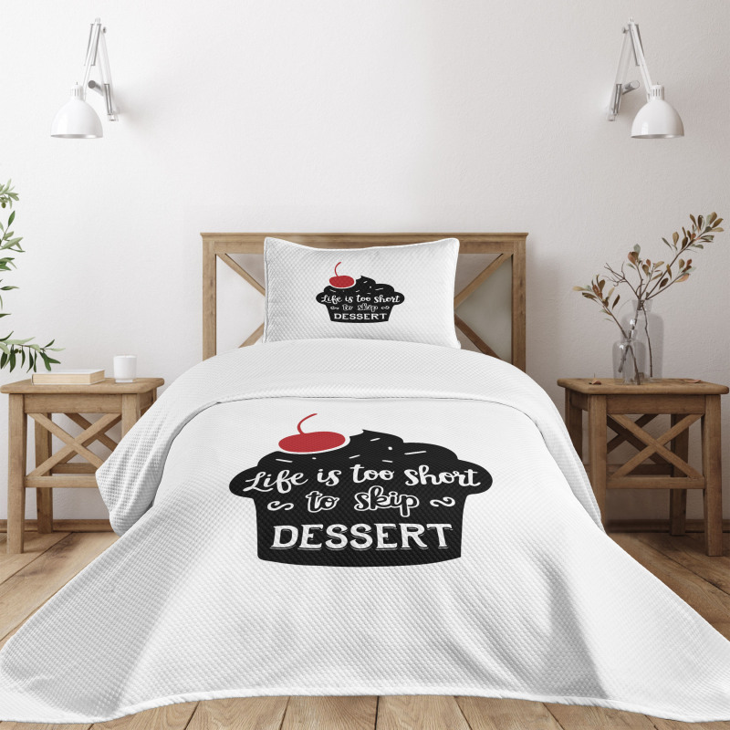 Pastry Silhouette Words Bedspread Set