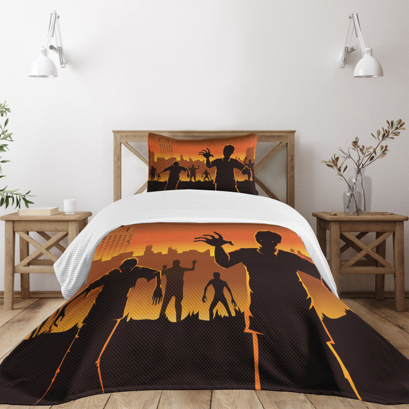 Abandoned City Halloween Bedspread Set