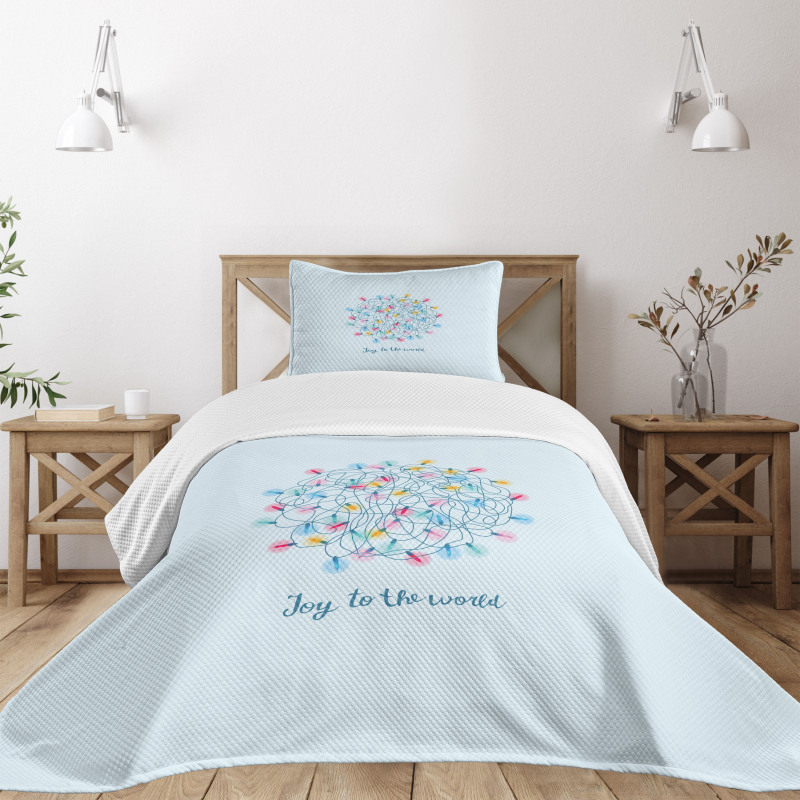 Joy to the World Wording Bedspread Set