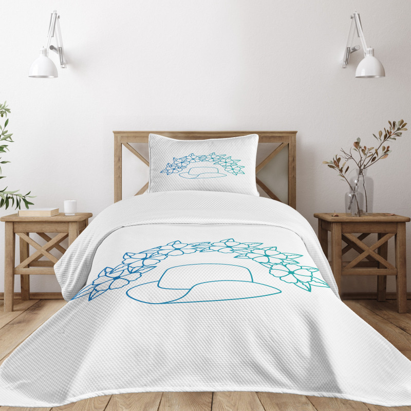 Cowboy Hat and Flower Wreath Bedspread Set