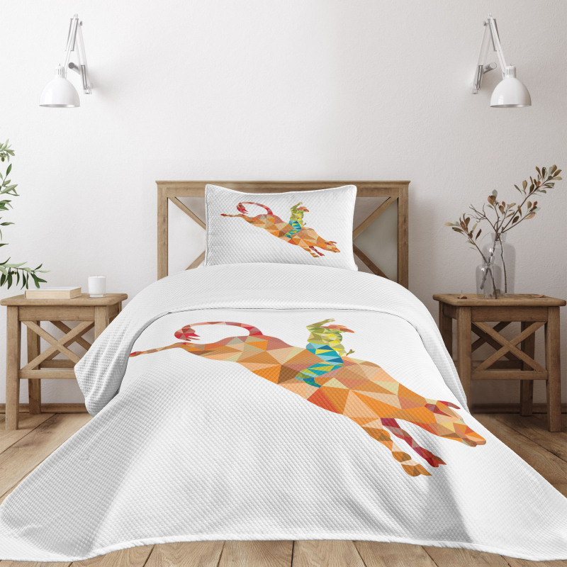 Geometric Fractal Cowboy Bull Bedspread Set