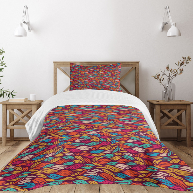 Abstract Warm Tone Waves Bedspread Set