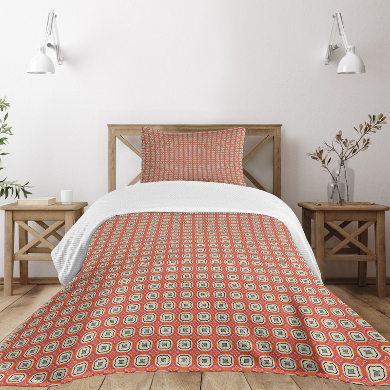 Mosaic Tiles Retro Style Bedspread Set