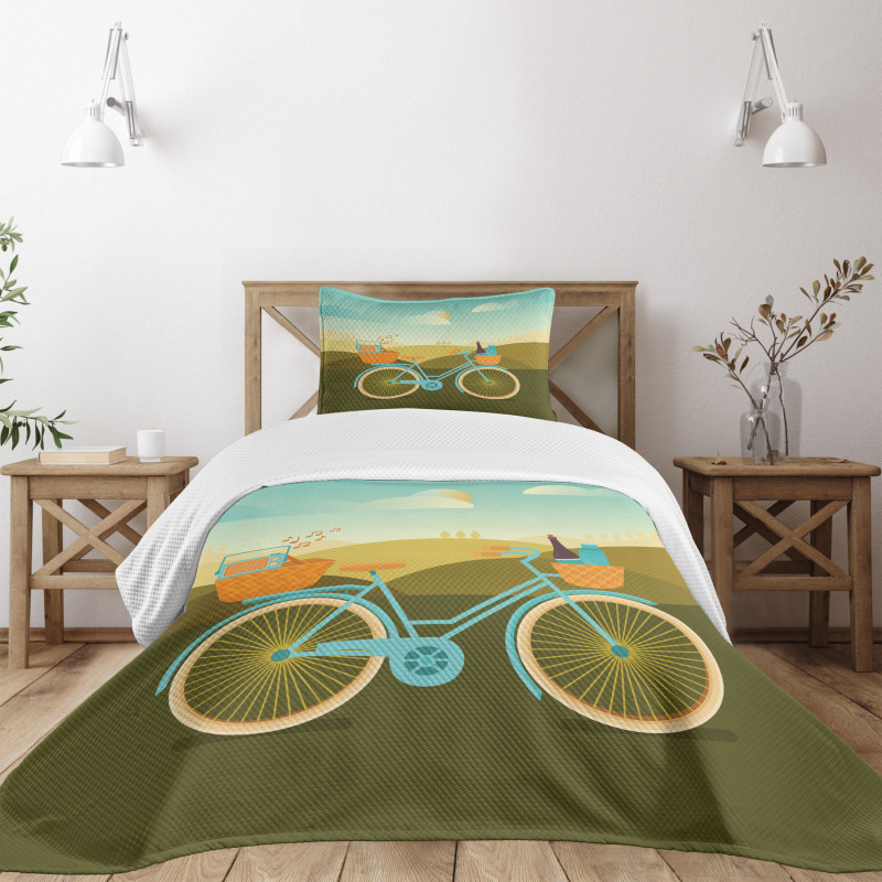 Camping Picnic Themed Bike Bedspread Set