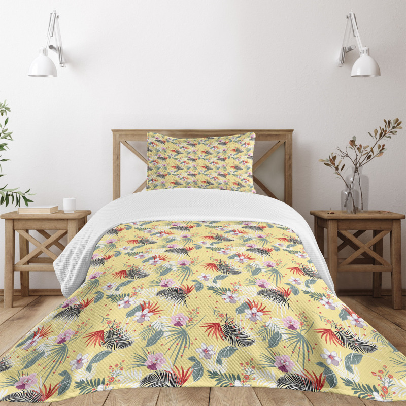 Pastel Hibiscus Flowers Bedspread Set