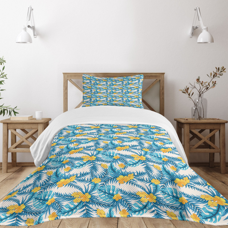 Exotic Leaf Monstera Palm Bedspread Set