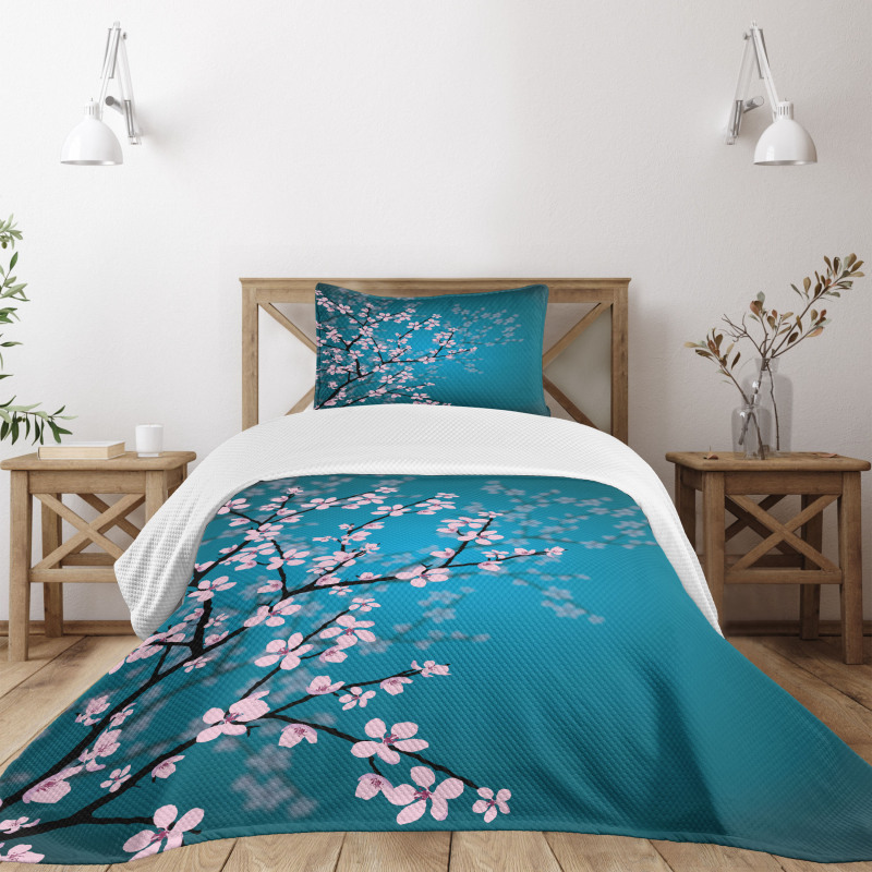 Ombre Spring Sakuras Bedspread Set