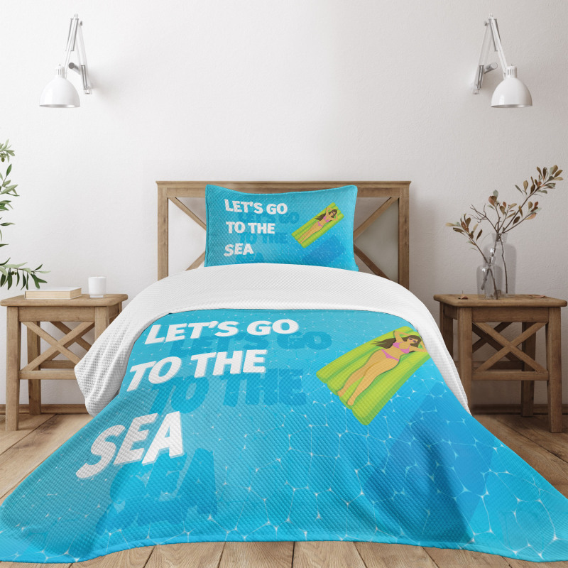 Lets Go to the Sea Message Bedspread Set