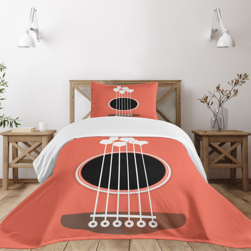 Acoustic Guitar Wine Glasses Bedspread Set