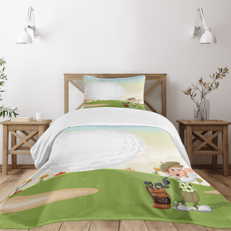 Little Boy Hitting the Ball Bedspread Set