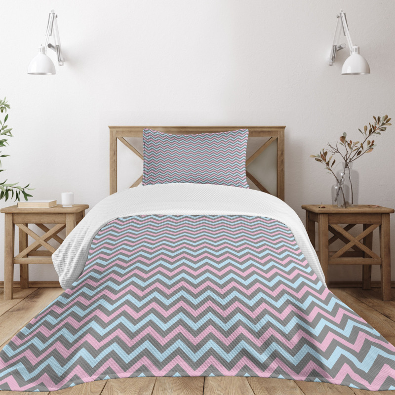 Pastel Sharp Zigzags Bedspread Set