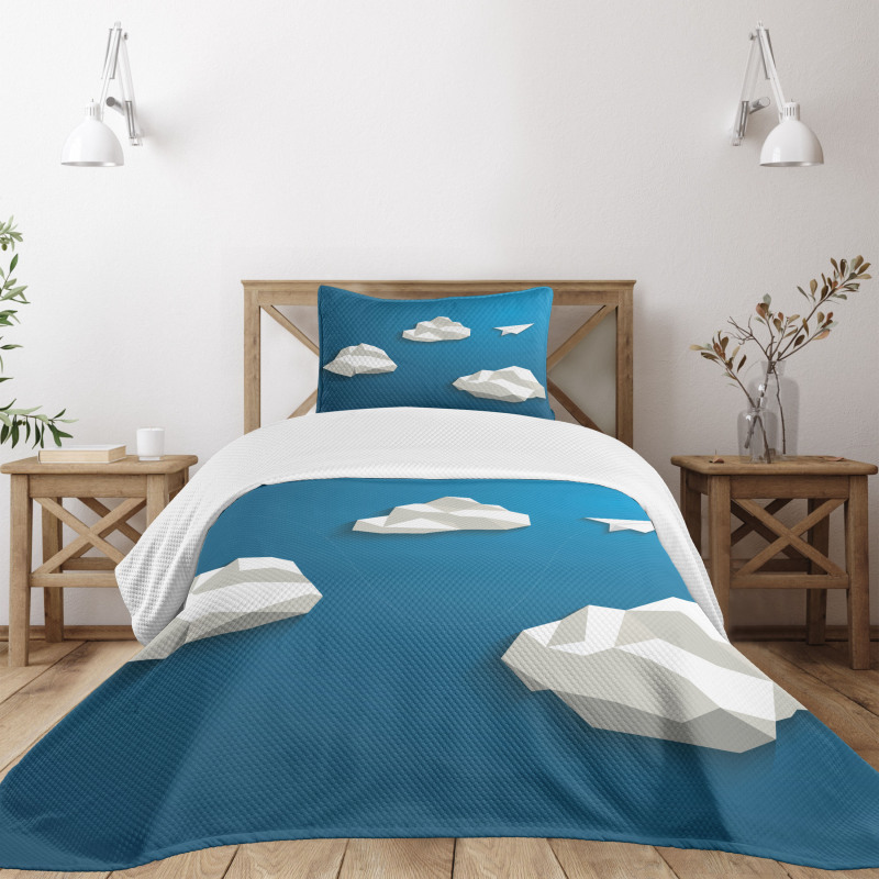 Plane Flying Between Polygons Bedspread Set