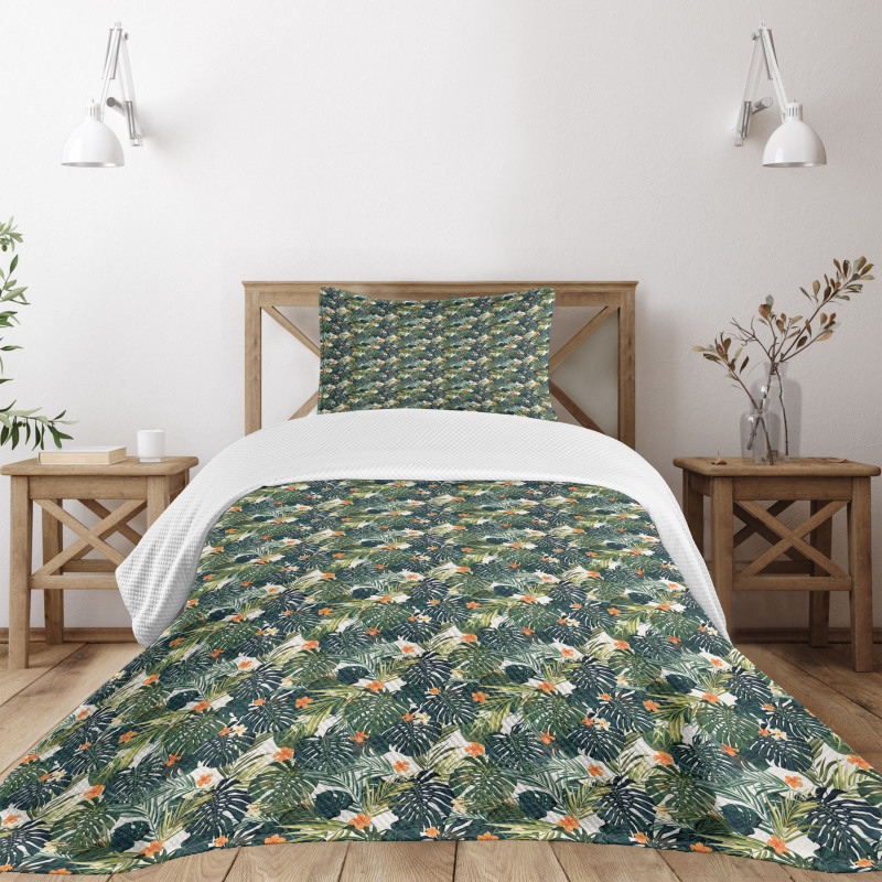 Tropical Composition Foliage Bedspread Set