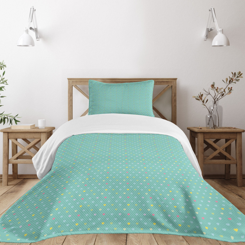 Pastel Mini Hearts Bedspread Set