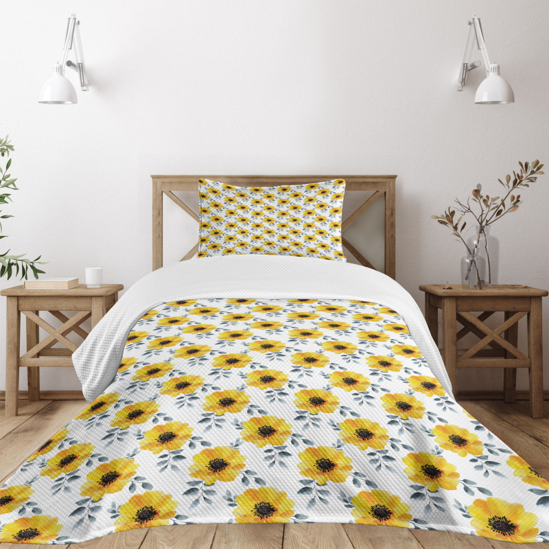 Watercolor Poppy Blossoms Bedspread Set