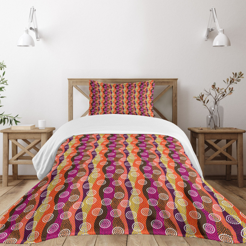 Colorful Circles and Dots Bedspread Set