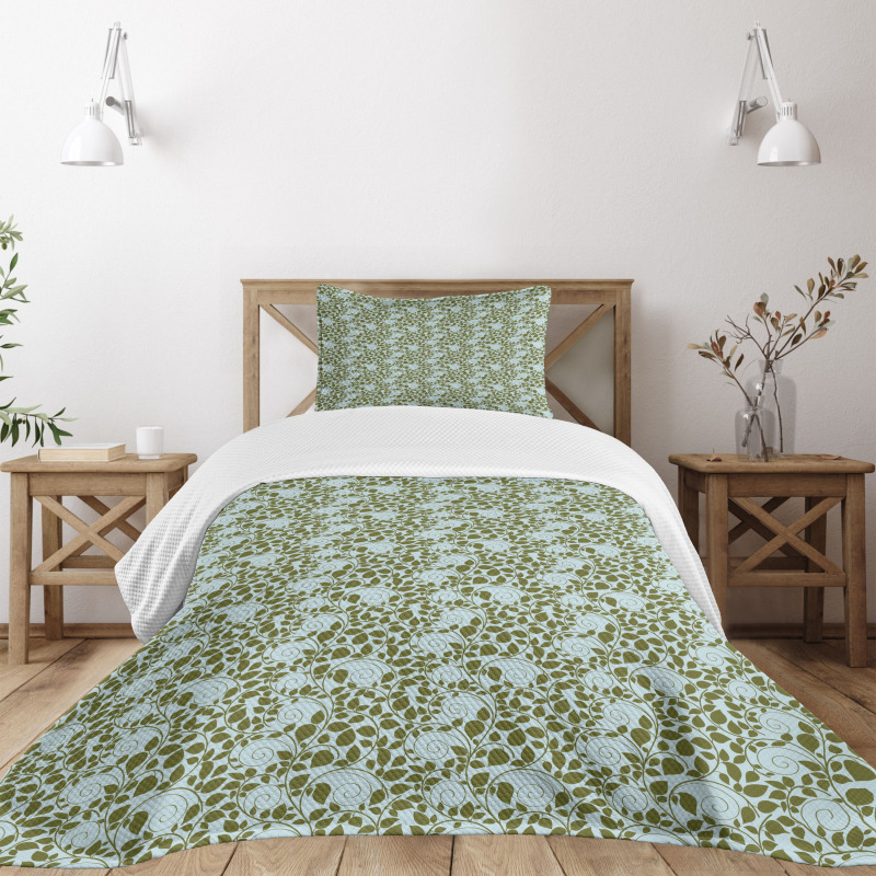 Silhouettes of Swirl Stalks Bedspread Set