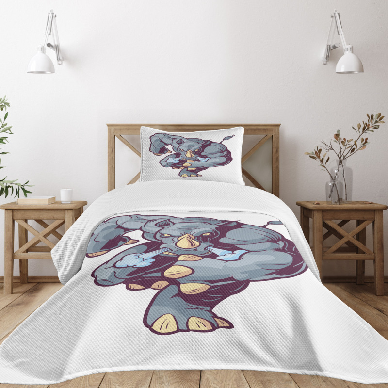 Anthropomorphic Mascot Run Bedspread Set