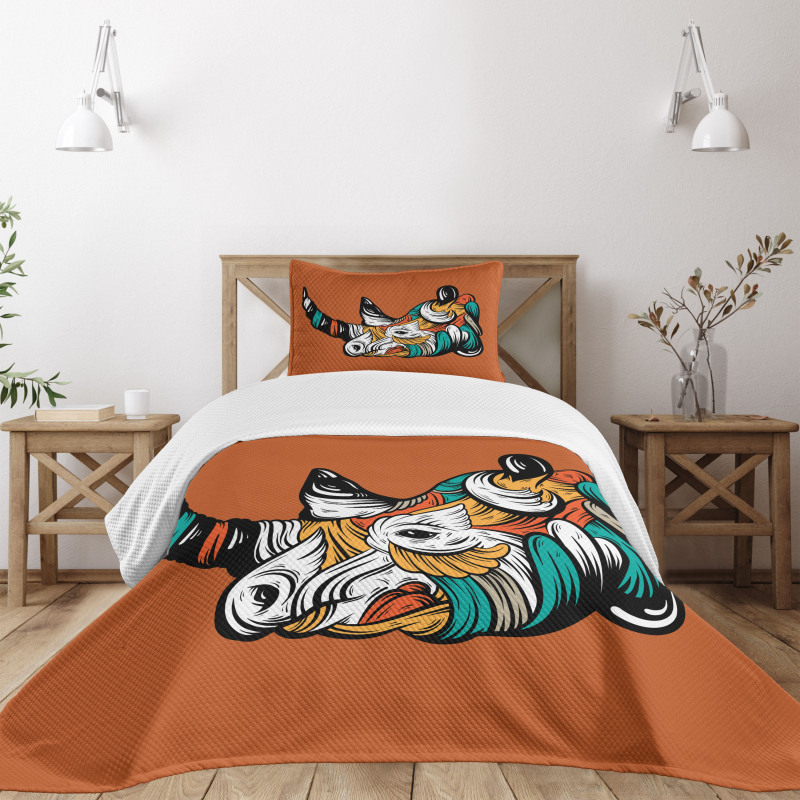 Colorful Animal Portrait Boho Bedspread Set