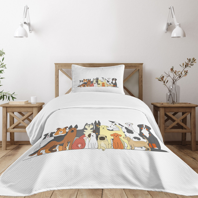 Husky and Jack Russel Terrier Bedspread Set