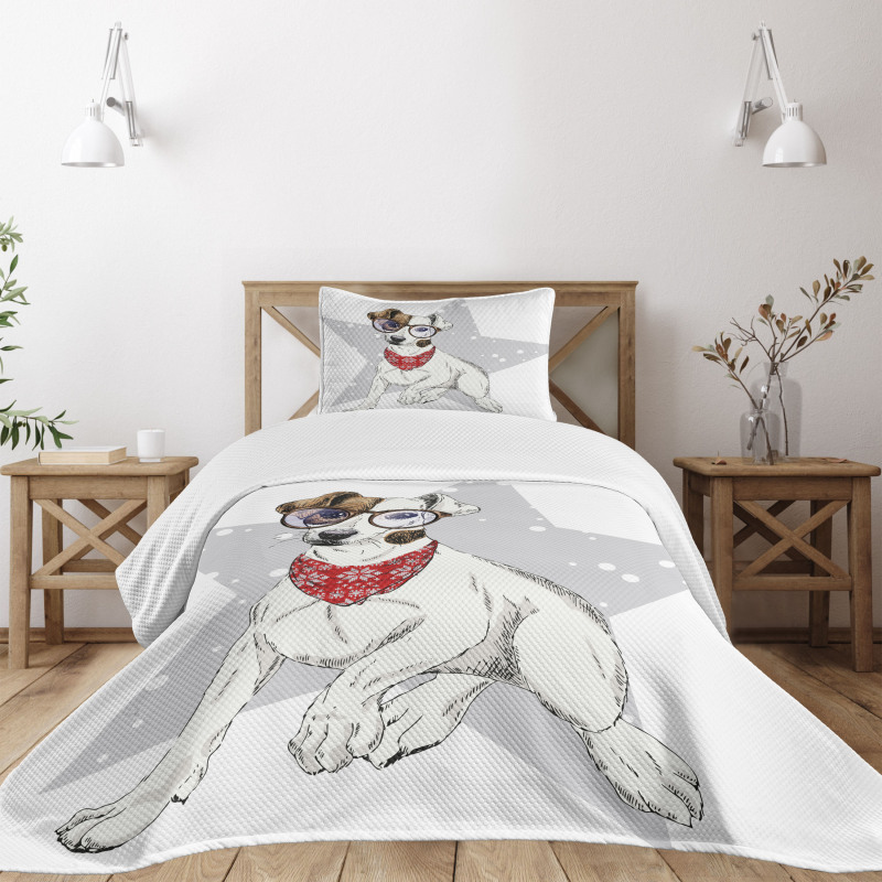 Sketch Style Terrier Bedspread Set