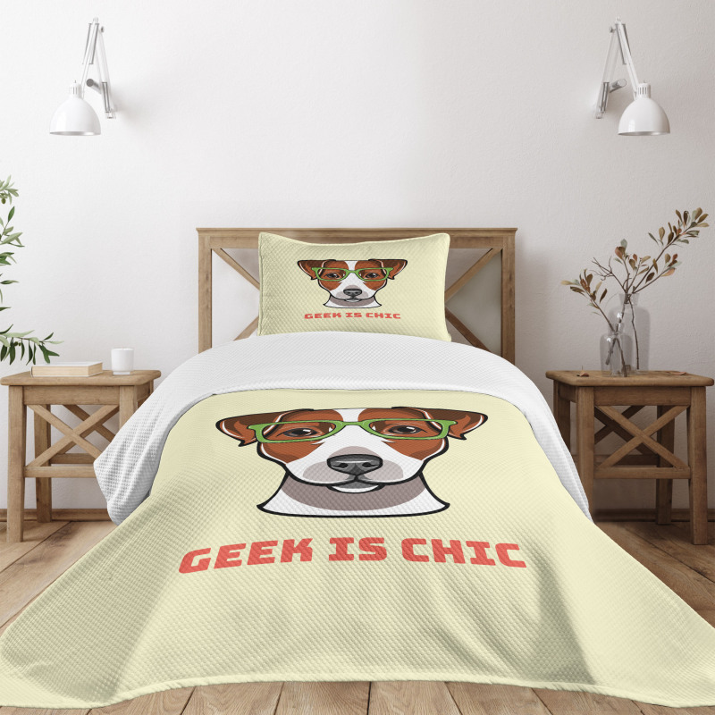 Dog in Smart Glasses Bedspread Set