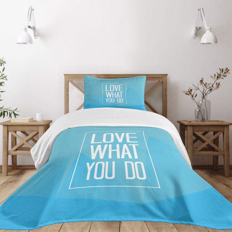 Modern Design Words in Frame Bedspread Set