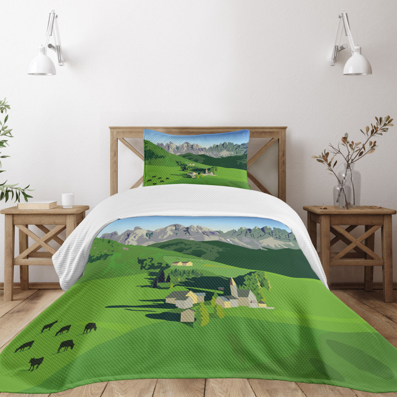 Alpine Mountains Meadow Bedspread Set