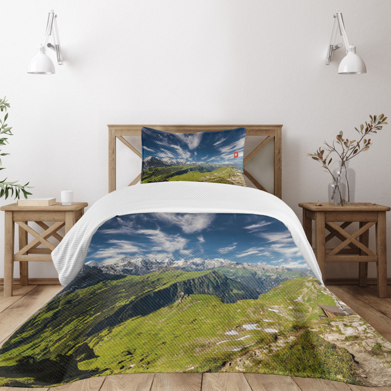 View of the Swiss Alps Bedspread Set