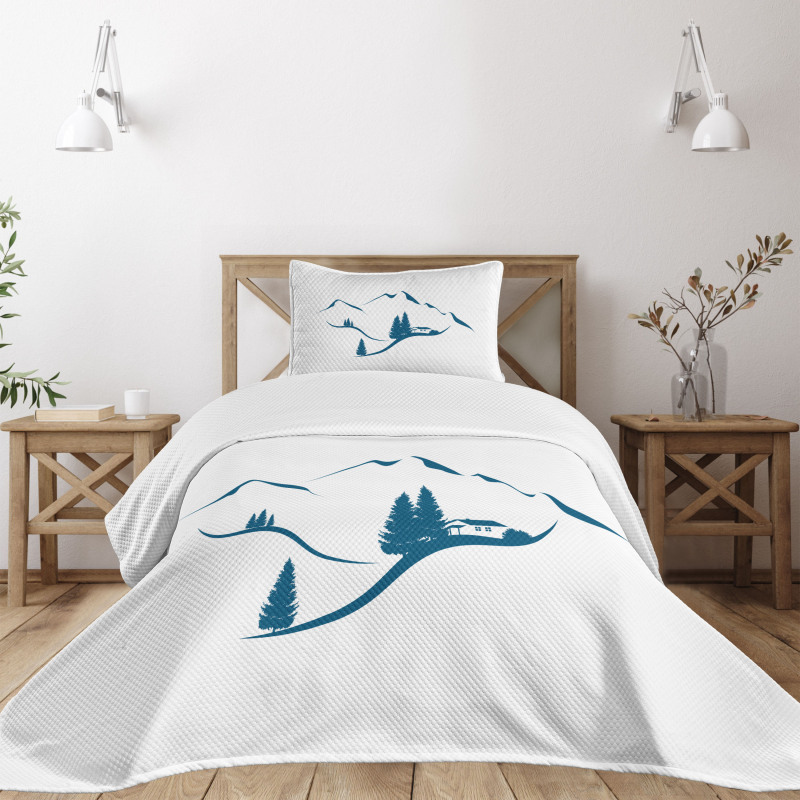 Chalet and Fir Trees Bedspread Set