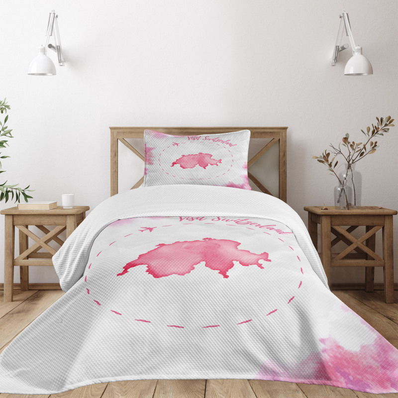 Monochrome Map Design Bedspread Set