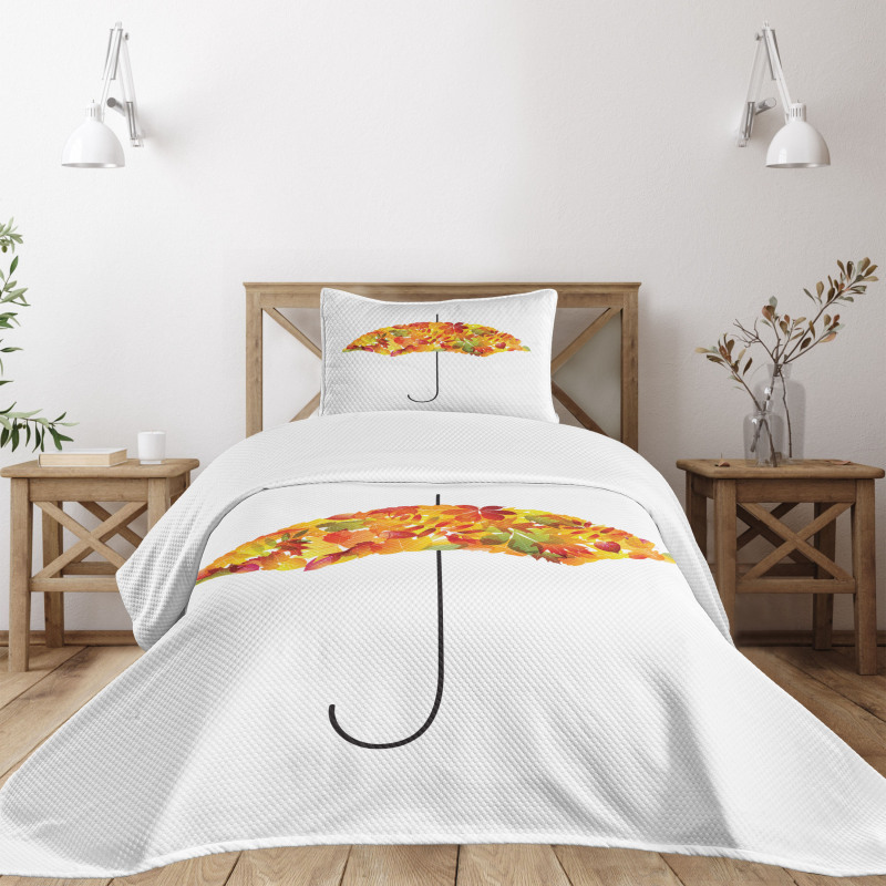 Abstract Umbrella Fall Leaves Bedspread Set