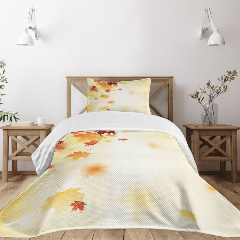 Abstract Maple Leaves Bokeh Bedspread Set