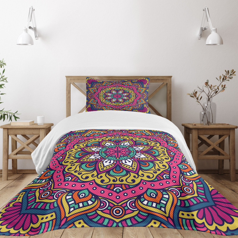 Colorful Floral Motif Bedspread Set