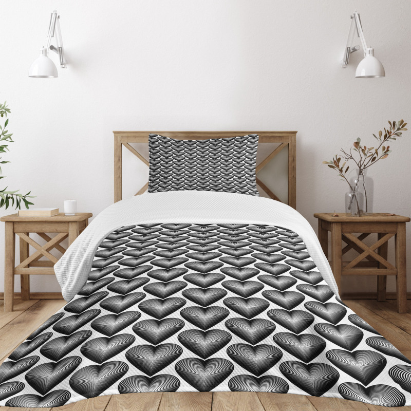 Abstract Romantic Hearts Bedspread Set