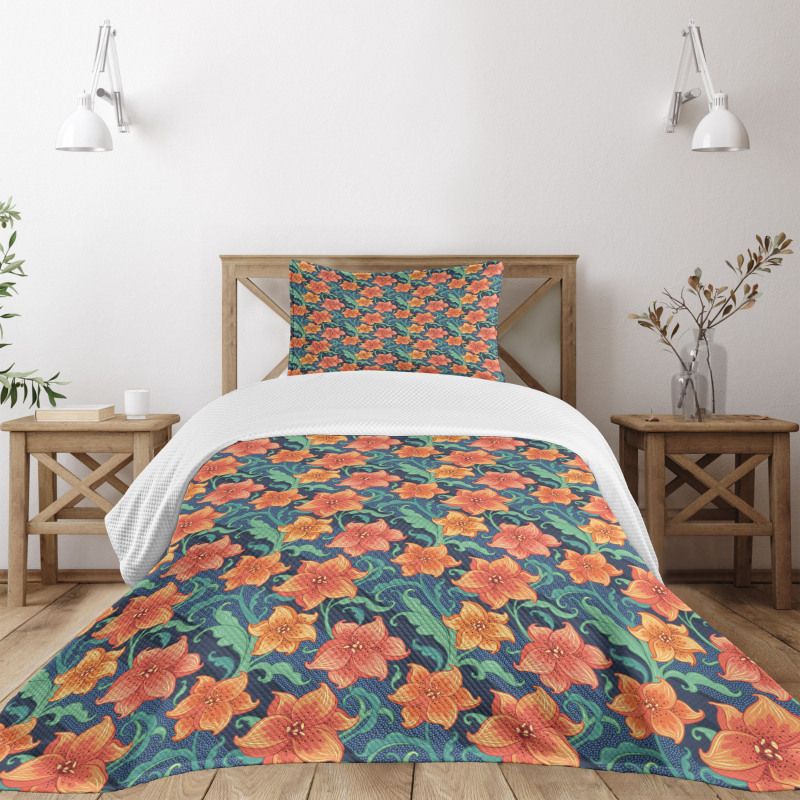 Lilly Flowers Doodle Bedspread Set