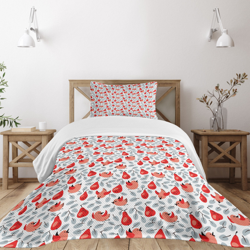 Leaves Happy Birds and Pears Bedspread Set