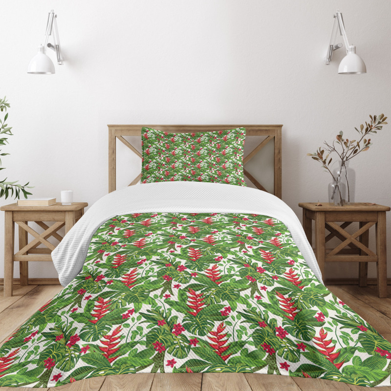 Exotic Hawaii Foliage Art Bedspread Set