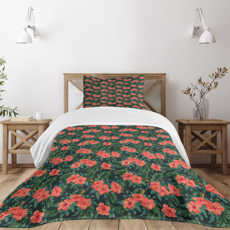 Exotic Hibiscus Luau Party Bedspread Set