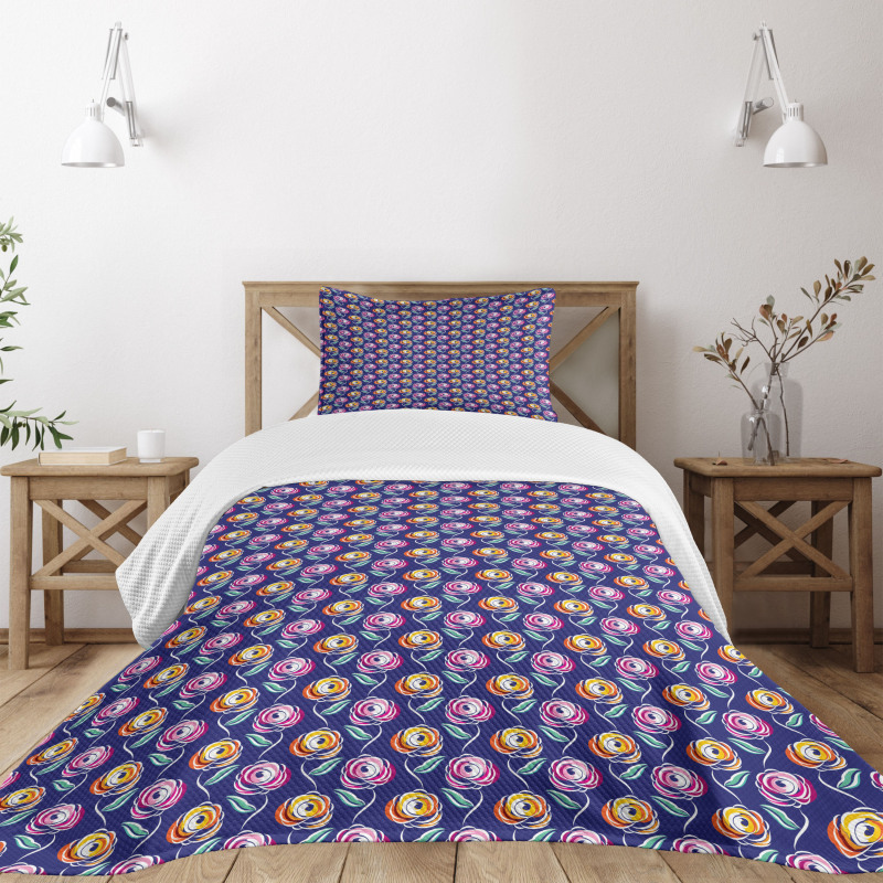 Flowers with Single Leaf Bedspread Set