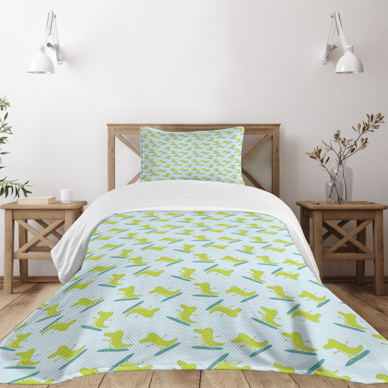 Surfing Happy Crocodile Bedspread Set