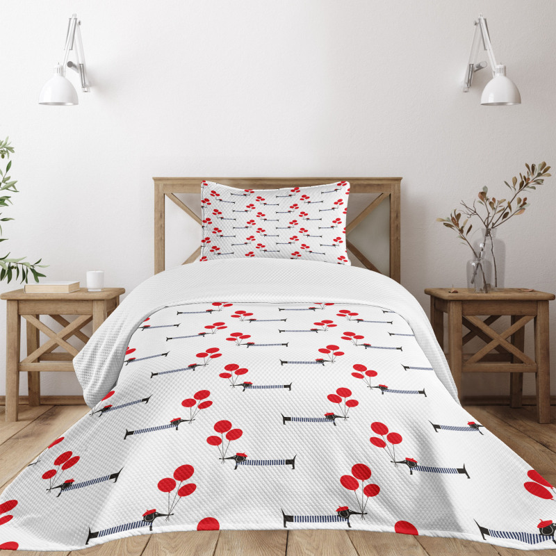 Parisian Dog and Balloons Bedspread Set