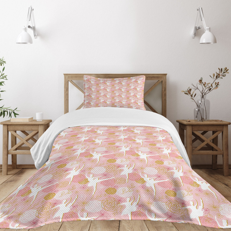 Roses Dancers Silhouettes Bedspread Set