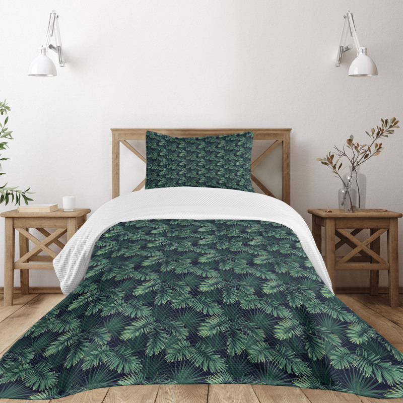 Exotic Jungle Foliage Pattern Bedspread Set