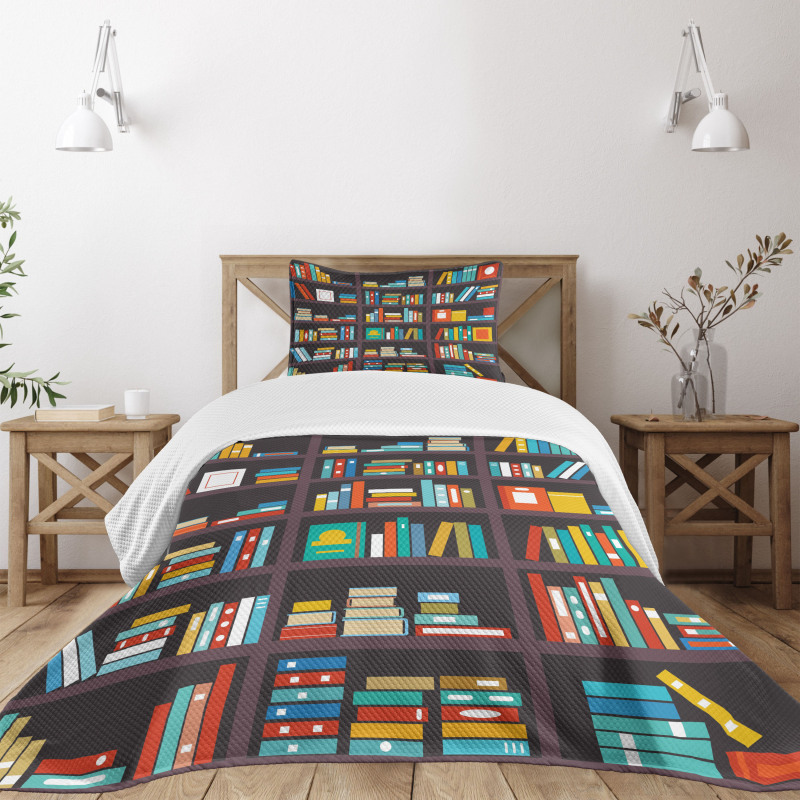 Cartoon Colorful Books Bedspread Set