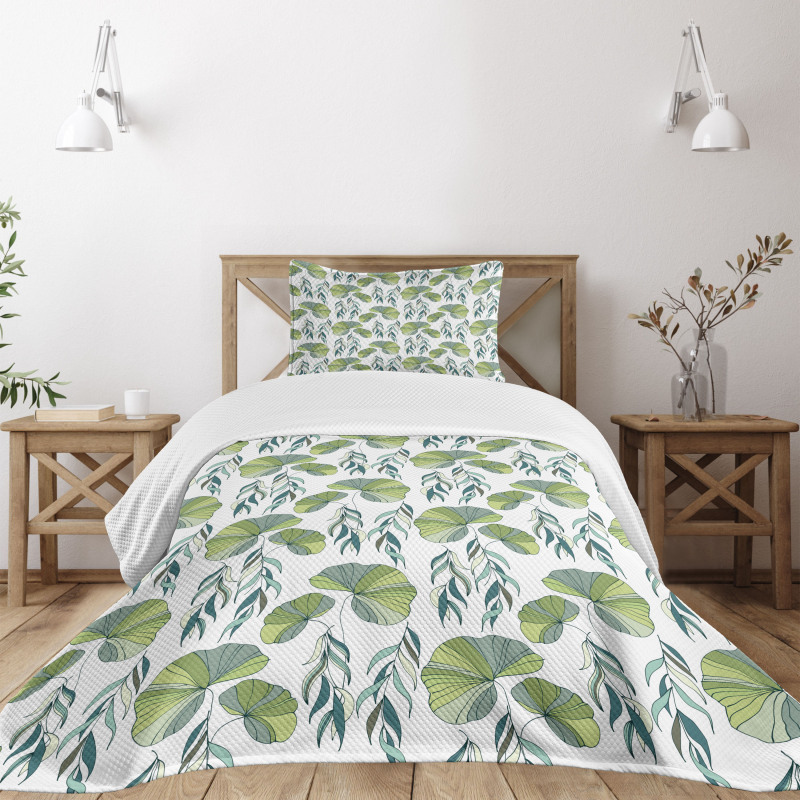 Foliage Water Lilies Bedspread Set