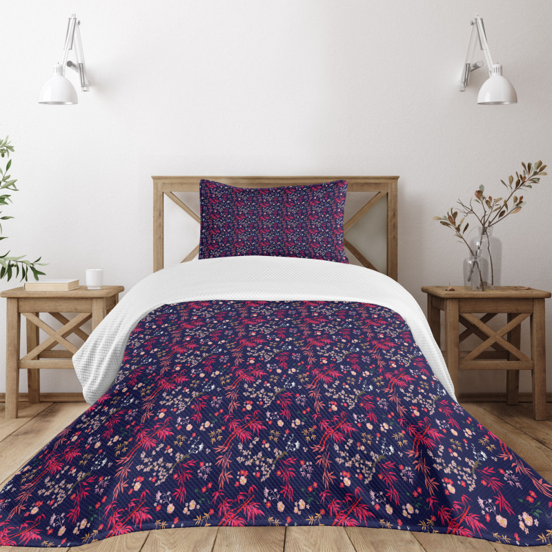 Bamboo and Flowers Art Bedspread Set