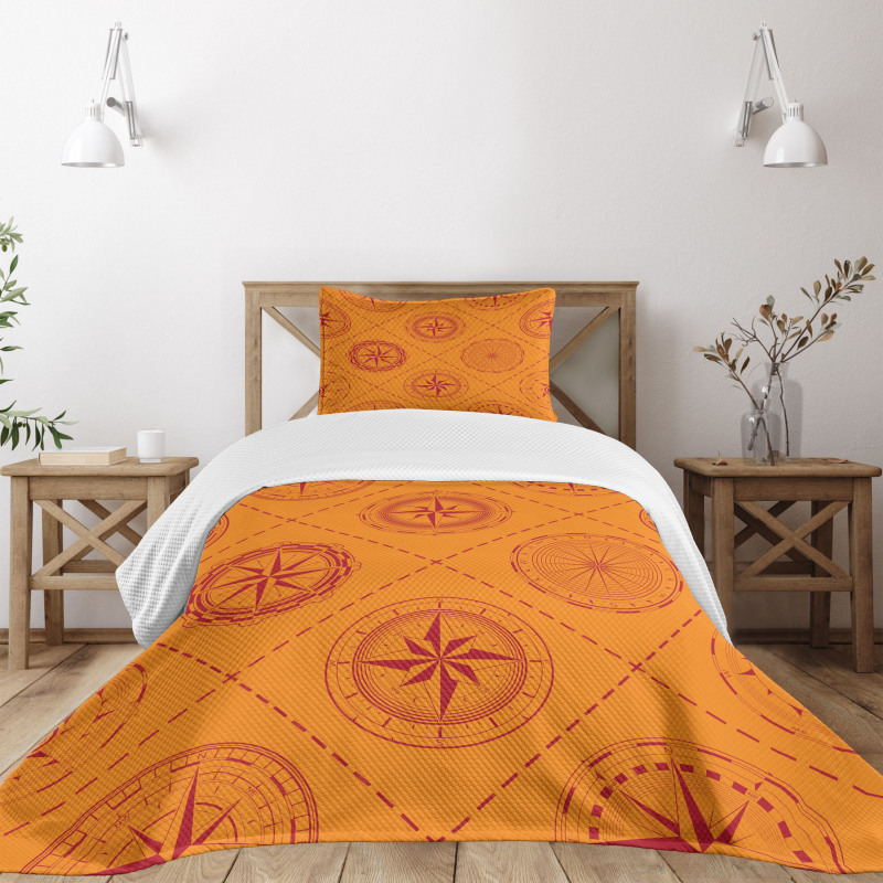 Windrose in Rhombuses Bedspread Set