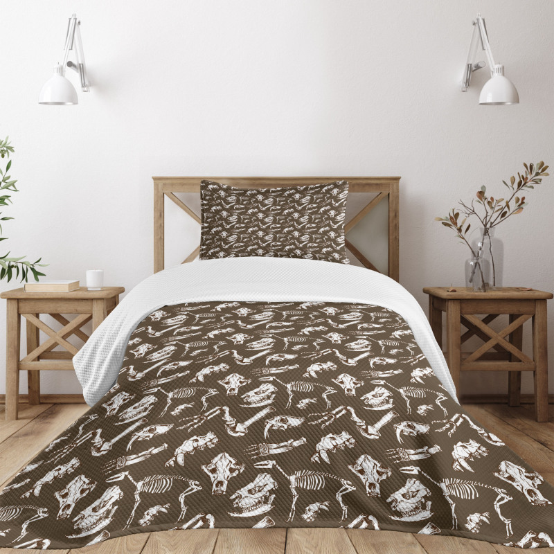 Prehistoric Creature Bones Bedspread Set